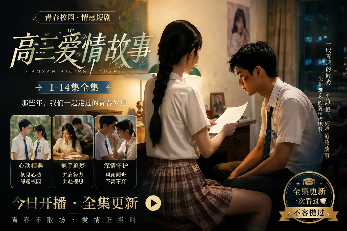 AI短剧《高三爱情故事》高清完整版在线观看-校园恋曲初见心动误会虐心毕业告白-中字无删减全集资源免费分享